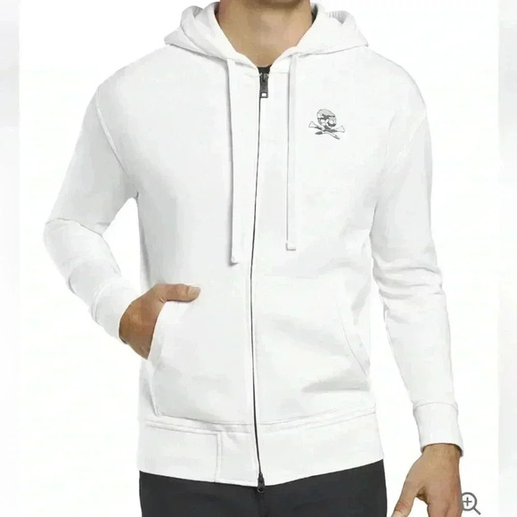 G/FORE NWT Skull & T's Full Zip Hoodie-White-Size Medium - Picture 1 of 10
